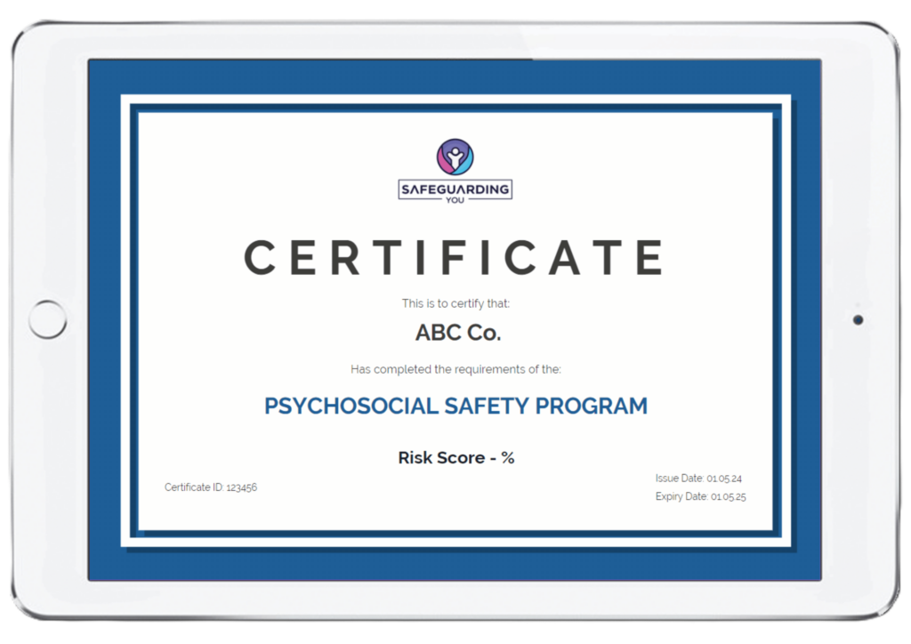 Certificate Psychosocial Safety Program